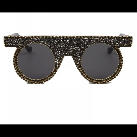 Rhinestone Bling Round steampunk sunglasses - Picture 2 of 6
